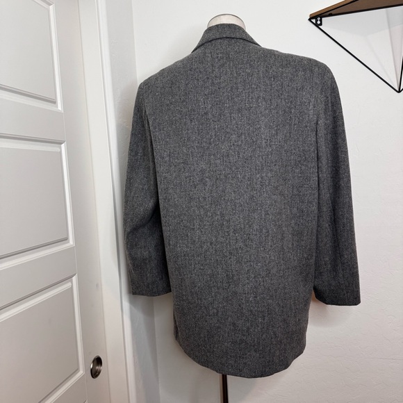 Vintage 80s Logo Gray Wool Blazer - Picture 2 of 6